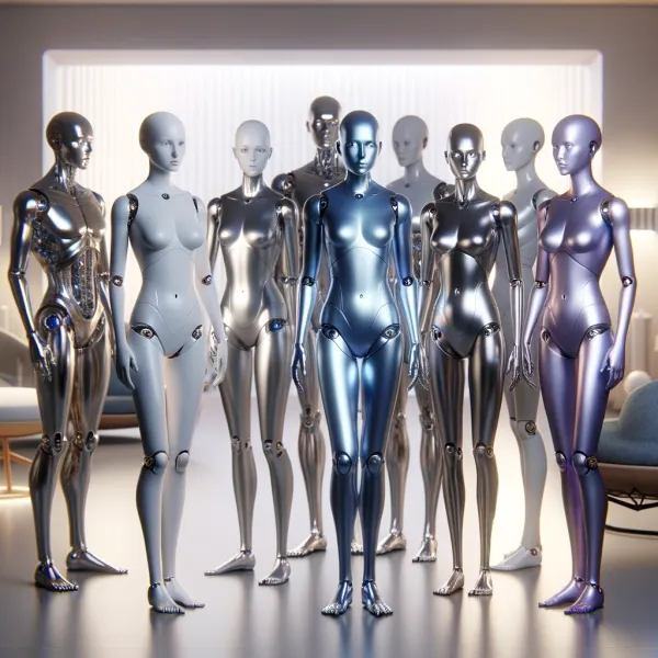 A group of synthetic figures standing next to each other