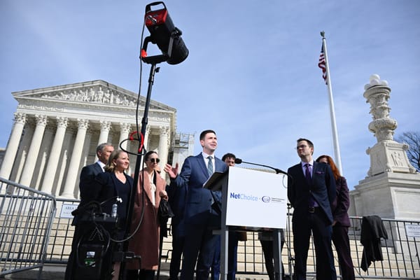 Chris Marchese speaks to the press outside the US Supreme Court on Monday. (Andrew Caballero-Reynolds / Getty Images)