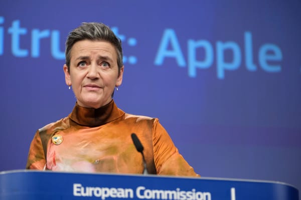 EU antitrust chief Margrethe Vestager addresses the media Monday in Brussels. (Thierry Monasse / Getty Images)