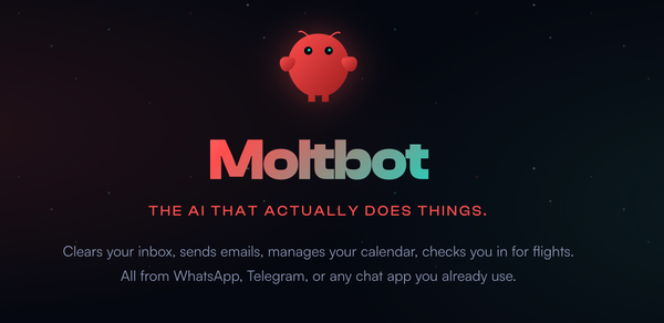 Molt.bot's logo, name and promotional copy from its website