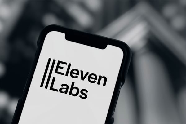 The ElevenLabs logo against a white background on an iPhone