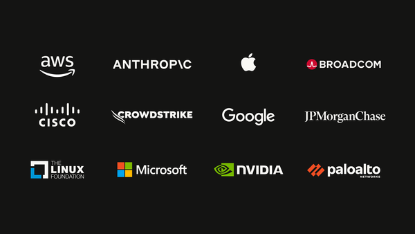 Corporate logos including Amazon's AWS, Anthropic, Apple, Broadcom, Cisco, Crowdstrike, Google, JPMorganChase, and more